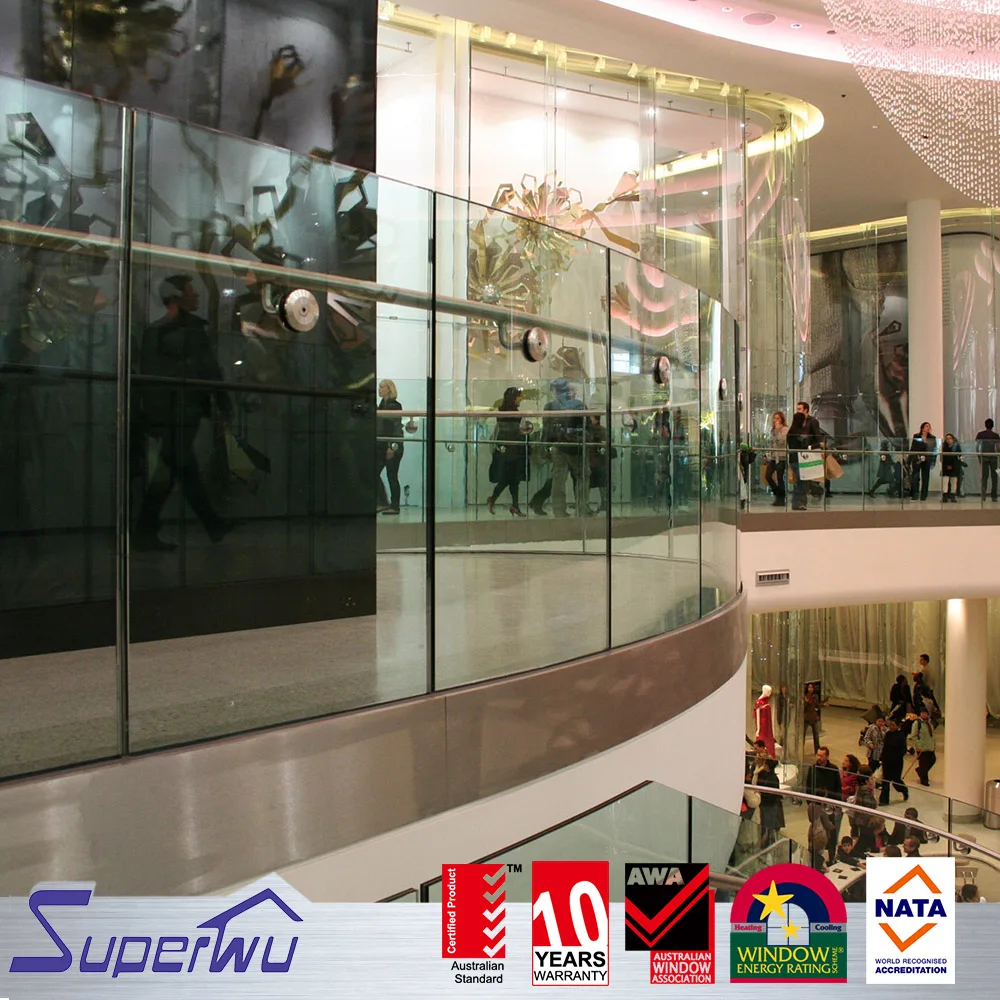 التخصيص الحديثة U قناة الزجاج درابزين السلامة الزجاجية الدرابزين شرفة الدرابزين للفيلا الكبيرة