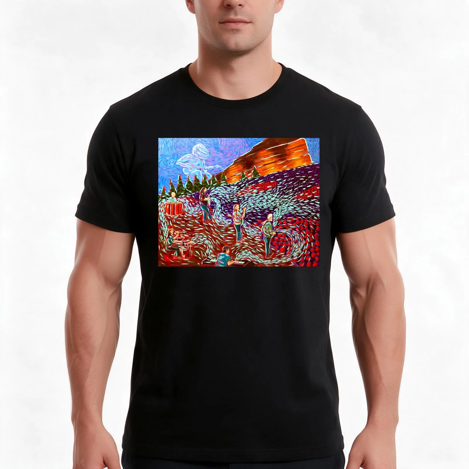 Widespread Panic at Red Rocks T-Shirt Summer Casual Cotton Tee Oversized Streetwear Tops Vintage Graphic Print 100% Cotton