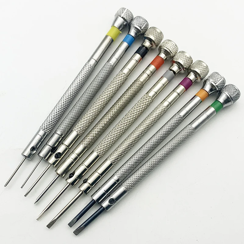 New 0.6mm-2.0mm 8Pcs Watchmakers Multifunctional Opening Repair Tool Set Precision Screwdriver Watch Glasses Flat Blade