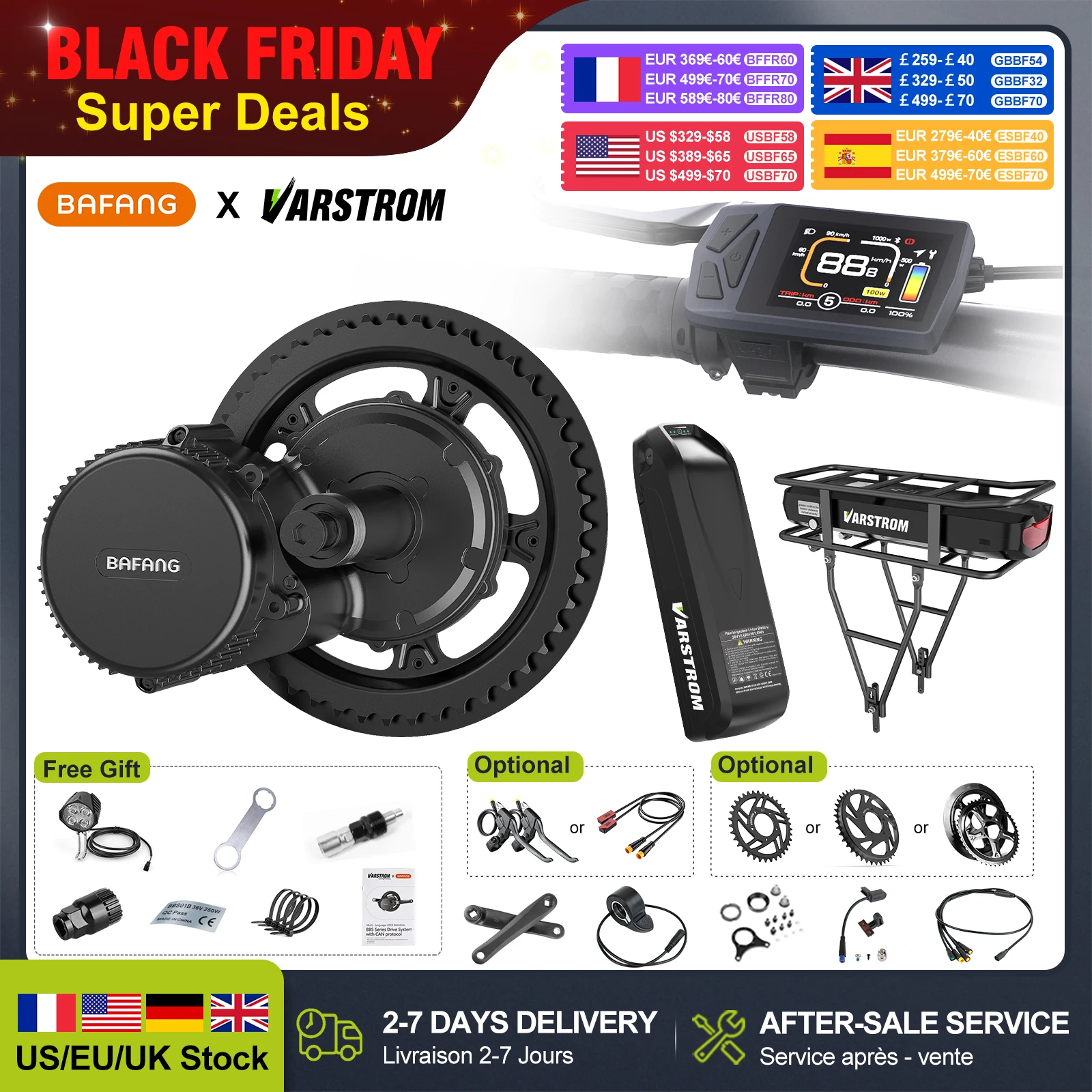 Bafang 750 واط BBS02B منتصف محرك المحرك أطقم BBS02 دراجة كهربائية تحويل أطقم 48 فولت Ebike المحرك M315 20Ah 16Ah Hailong 48VBattery