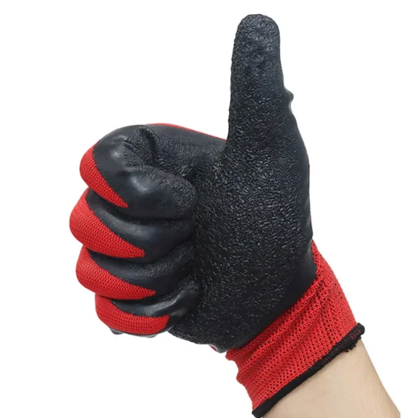 1 Pair Of Dipped Rubber Gloves Car Auto Mechanic Repair Gloves Waterproof And Oil Resistant Wear Wrinkles Universal Gloves