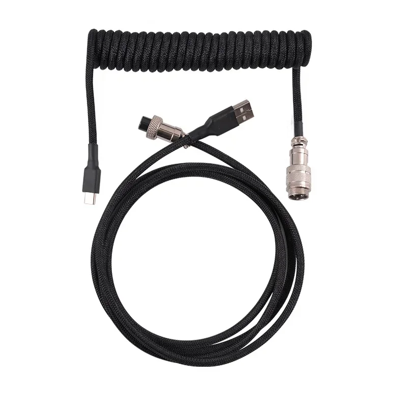 Hot 3M Type C Mechanical Keyboard Coiled Cable USB Keyboard Wire Mechanical Keyboard Aviator Desktop Computer Aviation Connector