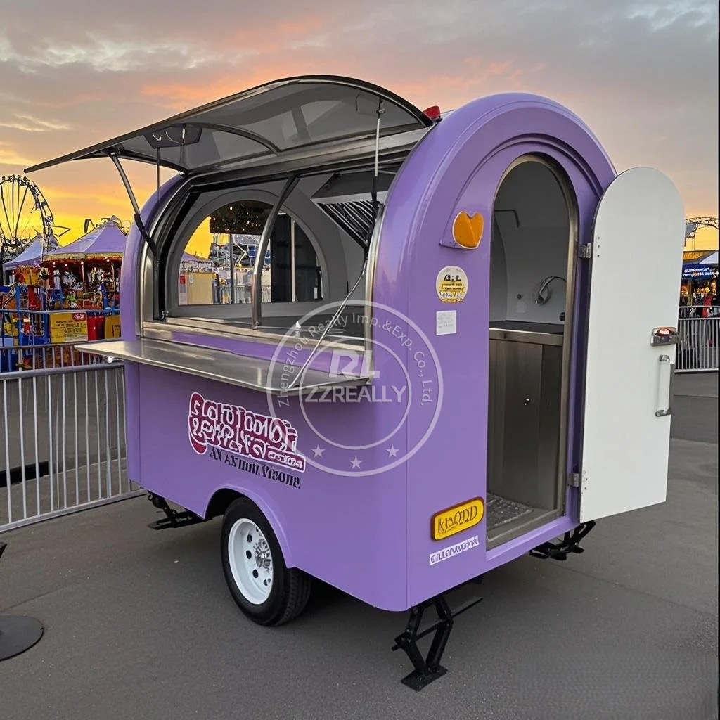 CFR shipping by sea 2 colors 2.2m length street food kiosk cart for sale with inside snacks machine optional