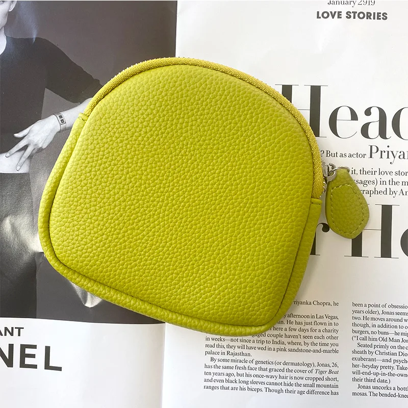 5pcs Coin Purses Women PU Plain Brief Soft Short Ear Line Bag Mix Color