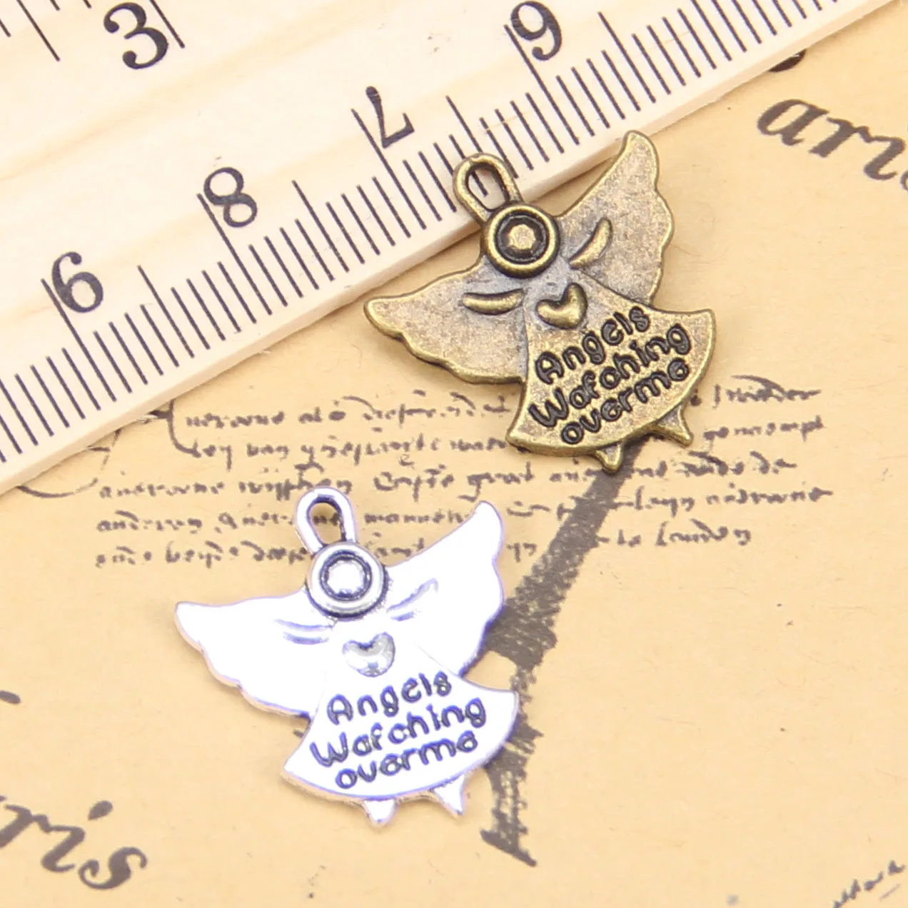 Подвески для изготовления ювелирных изделий, 62 шт., ангел-хранитель, смотрящий на меня, 20x19 мм, антикварные посеребренные Подвески «сделай сам», ожерелье ручной работы