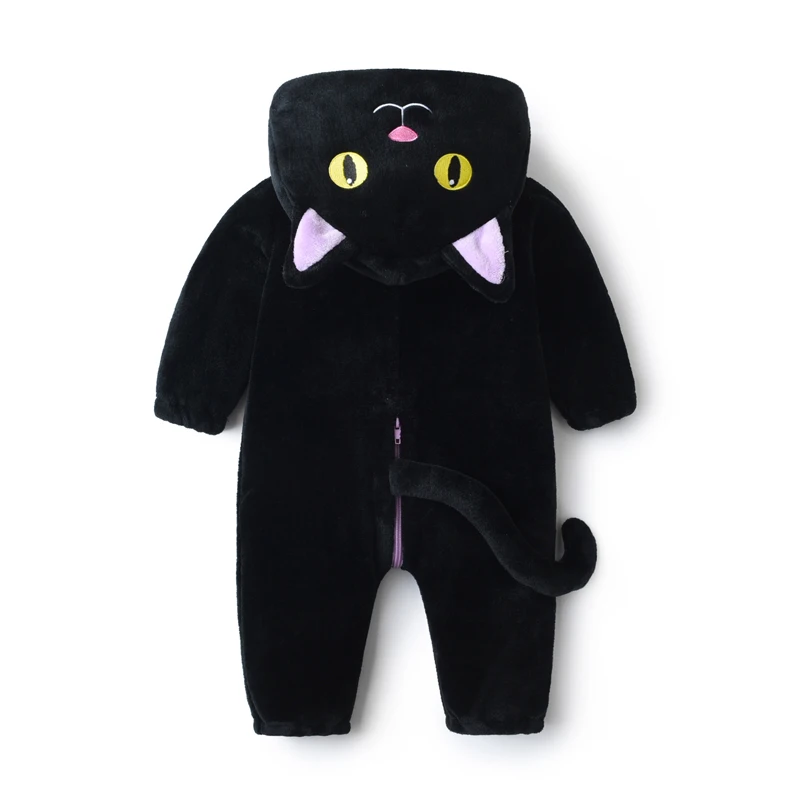 Blotona Toddler Baby Halloween Cosplay Jumpsuit, Long Sleeve Hooded Cat Zipper Closure Fall Romper Clothes for Boys Girls