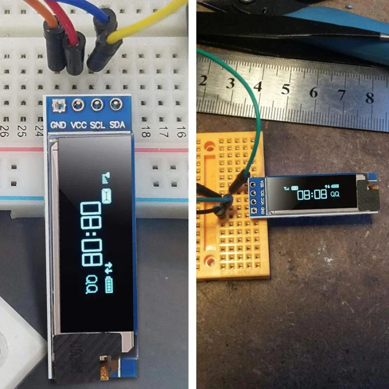 Módulo de exibição OLED I2C 0,91 polegadas I2C SSD1306 branco/azul driver de tela I2C DC 3.3V ~ 5V para Arduino