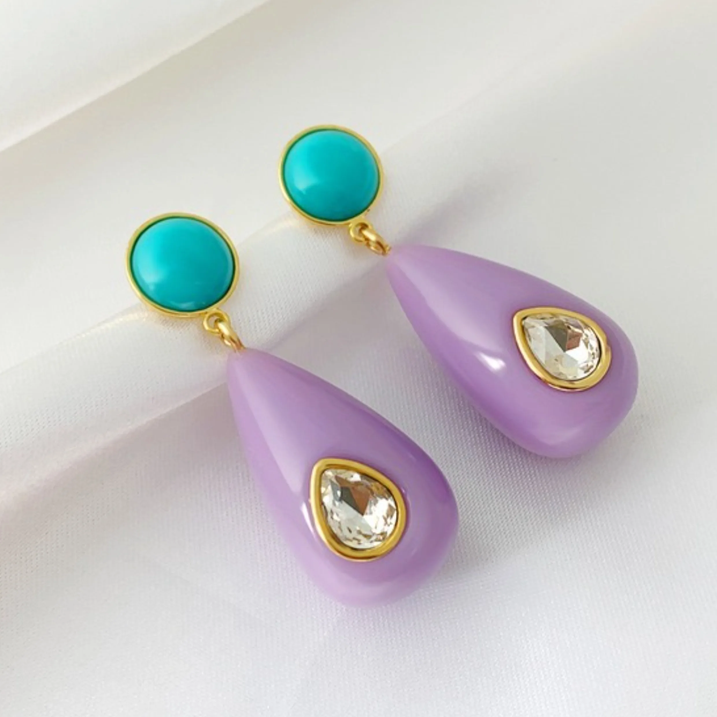 Blogger dopamine color water drop stud earrings summer earrings for girls