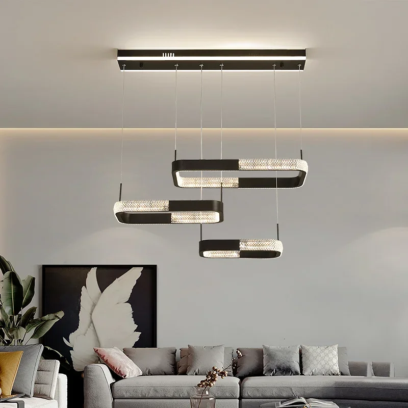 Minimalist Home Rings Ceiling Chandelier Hanging Lamp Black 220 Volts Large LED Chandeliers Modern Pendant Lights