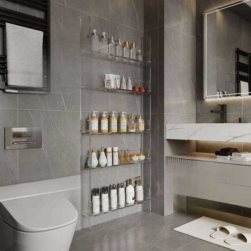 Light luxury acrylic bathroom rack, no punching toilet, multi-layer storage rack behind the bathroom door