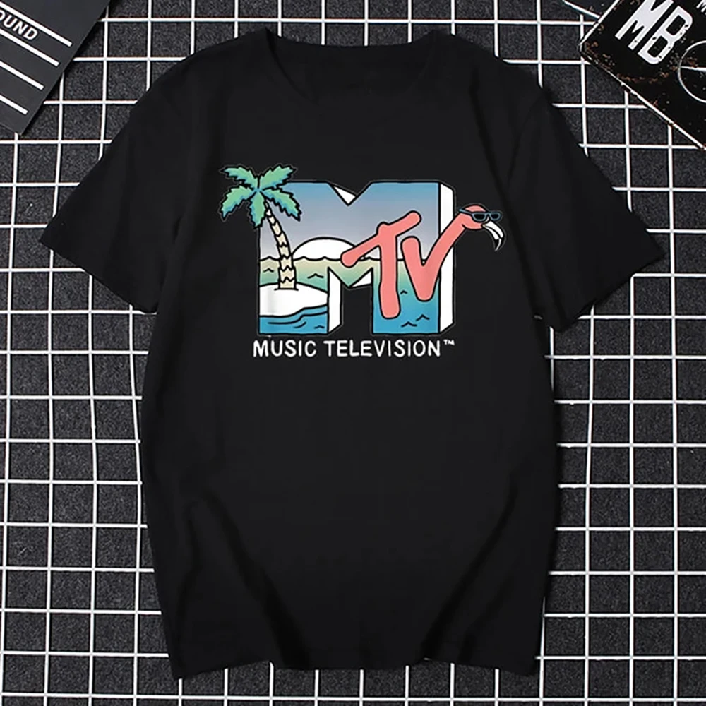 JRJZ Men\'s T-Shirt Mtv Retro Casual Cotton T-Shirt Retro Shirt Pop Music Tv Culture Bands Oversized Tops Men\'s Clothing #913091