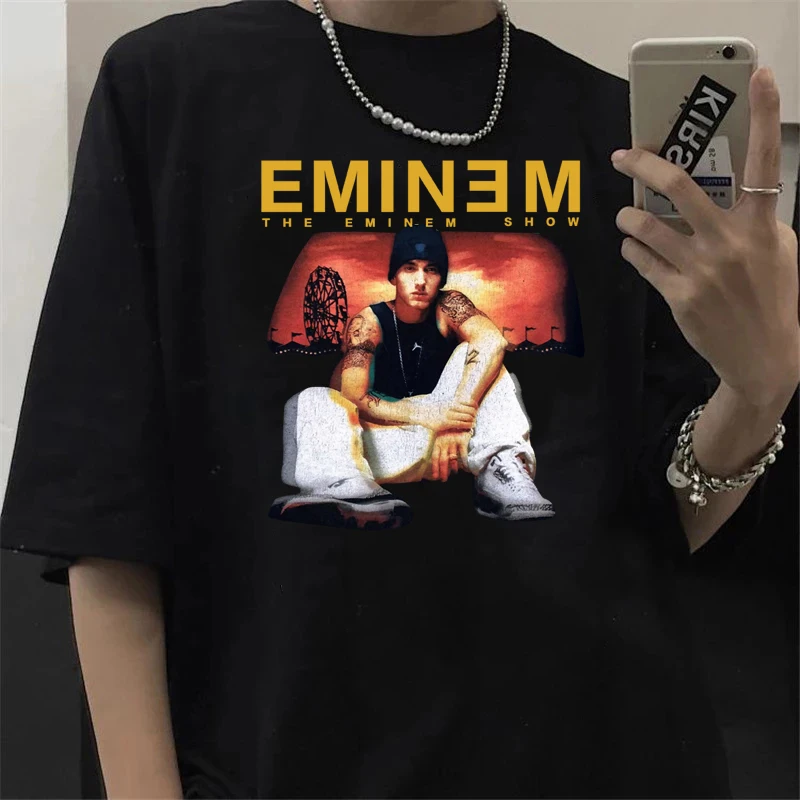 Eminem Anger Management Tour 2002 T Shirt Men  Vintage Harajuku Funny Cartoon Punk Unisex Hip Hop Tops Graphic Tees Male