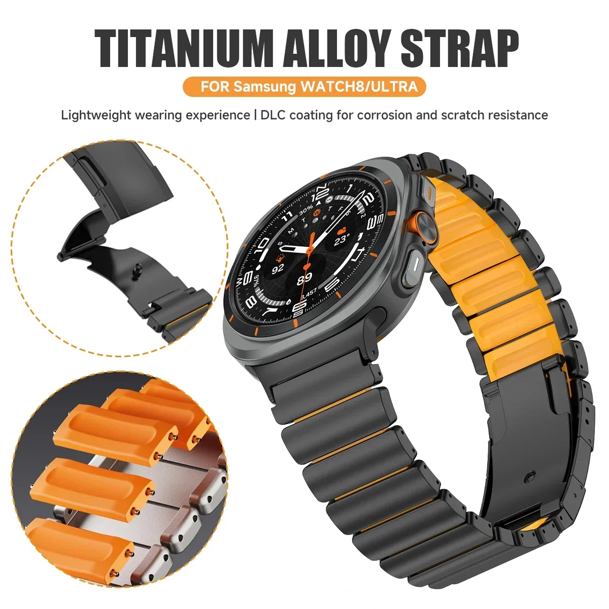 حزام مطاطي من التيتانيوم + لساعة سامسونج جالاكسي 8/8 كلاسيكي 44 مللي متر 40 مللي متر 46 مللي متر حزام معدني من السيليكون لسوار جالاكسي Ultra2025 47 مللي متر #4