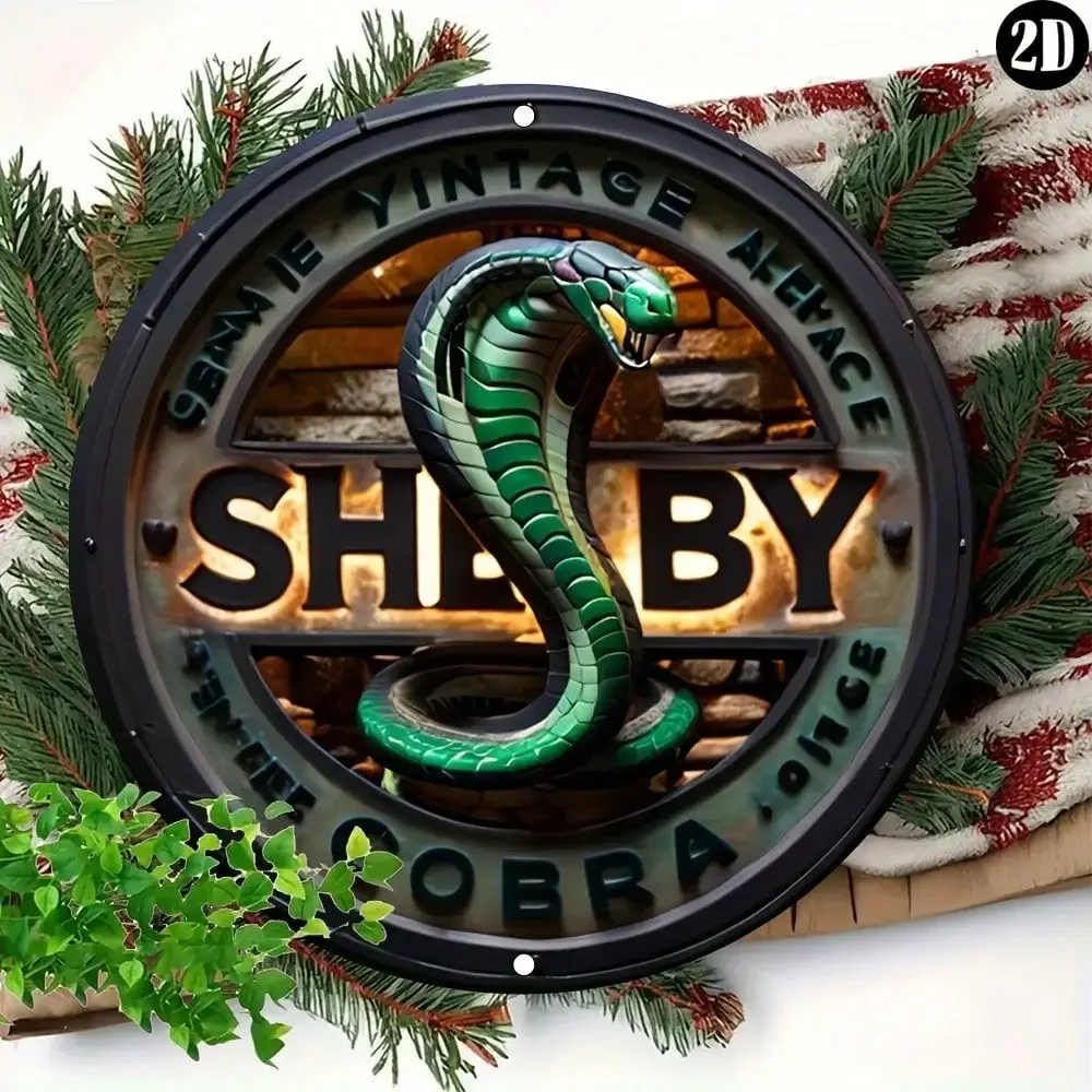 1 قطعة 7.87x7.87 بوصة خمر شيلبي كوبرا تحت عنوان علامة ألومنيوم 2D شقة تقليد الإغاثة اللوحة ، متعددة الأغراض ديكور داخلي/خارجي #3