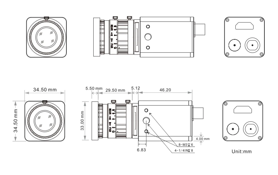 160dB WDR 1080P Mini Industrial Machine Vision Camera for  Laser Welding Inspection with BNC or HDMI-compatible Port