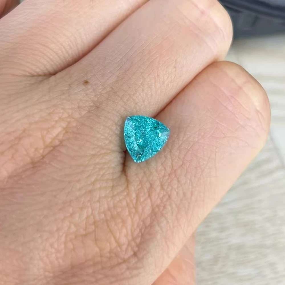 1PC Lab Grown Triangle Cut 8x8mm YAG Paraiba Ice Trillion Paraiba Gems Stone