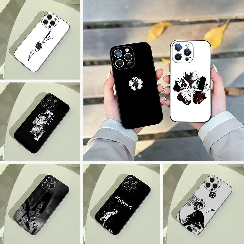 

Black Clover Phone Case For iPhone 17,16,15,14,13,12,11 Pro Max,16Plus,XS Soft Black Cover