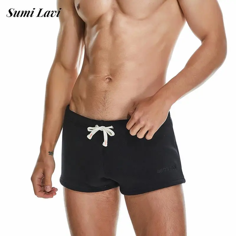 

2026 Spring Summer Daily Casual Mens Shorts Vintage Drawstring Slim Fit Shorts Pajamas Men Leisure Soft Solid Color Shorts
