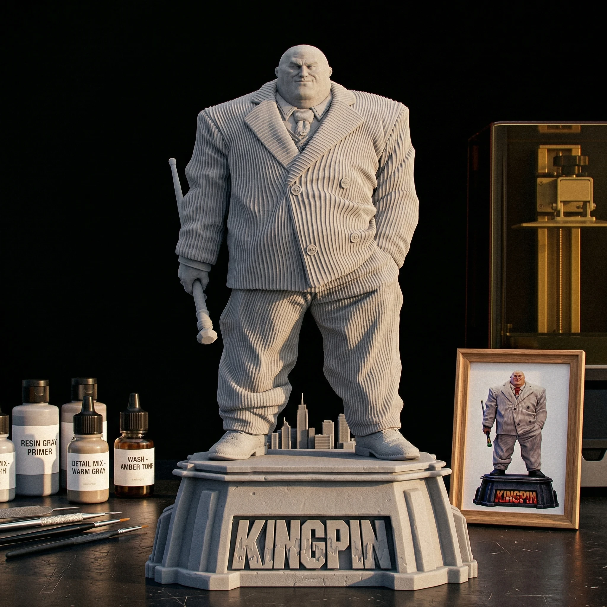 1/24 1/18 1/12 Gang boss Wilson Unpainted Unassembled 3D Printing Resin Figure Model Garage Kit (Requires Painting and Assembly)