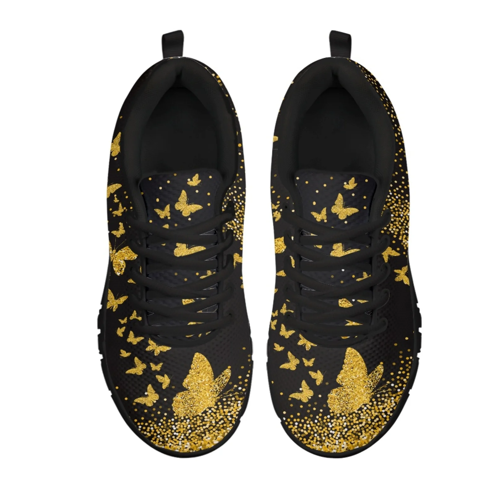 Coloranimal Gold Butterfly Print Men Running Walking Shoes for Work Comfortable Anti-Skid Running Sport Sneaker for Basketball