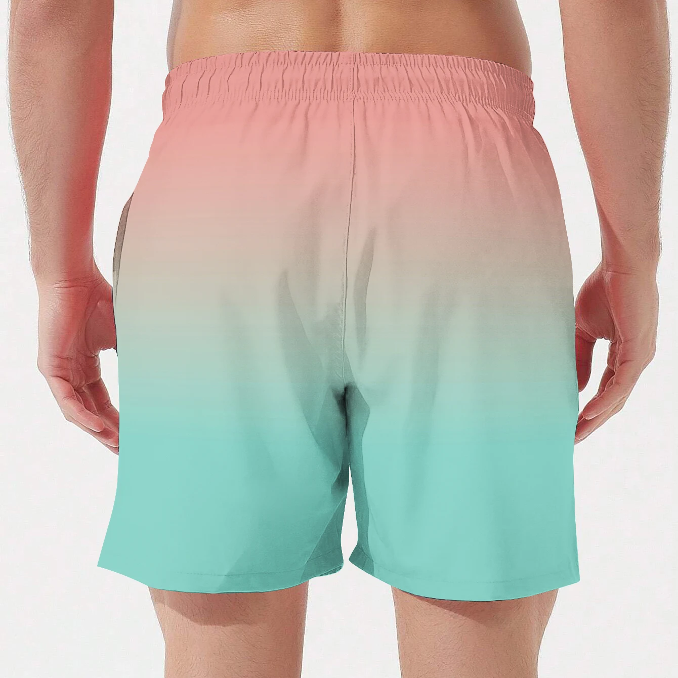 Colorful Gradation 3D Printed Beach Shorts Men\'s Gym Running Sportswear Swimming Quick Dry Bottoms Casual Daily Short Pant