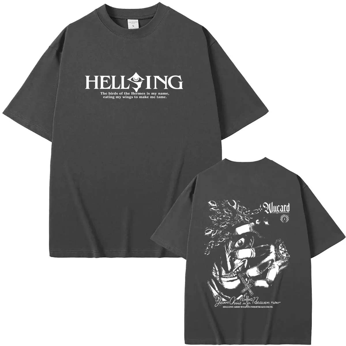 Anime Hellsing Vampire Alucard Face Graphic Print T-shirt Men Women Retro Manga Oversized Streetwear Male Casual Cotton T Shirts