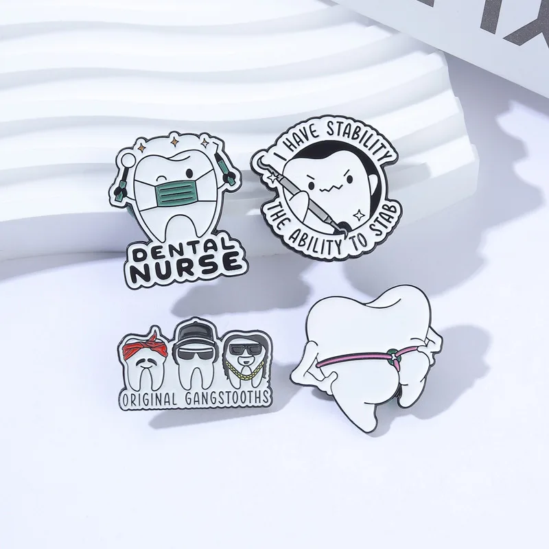Creative Tooth Enamel Brooch Future Dentist Avocado Scalpel Bow Toothbrush Rabbit Fruit Princess Tooth Badge Punk Pins Jewelry
