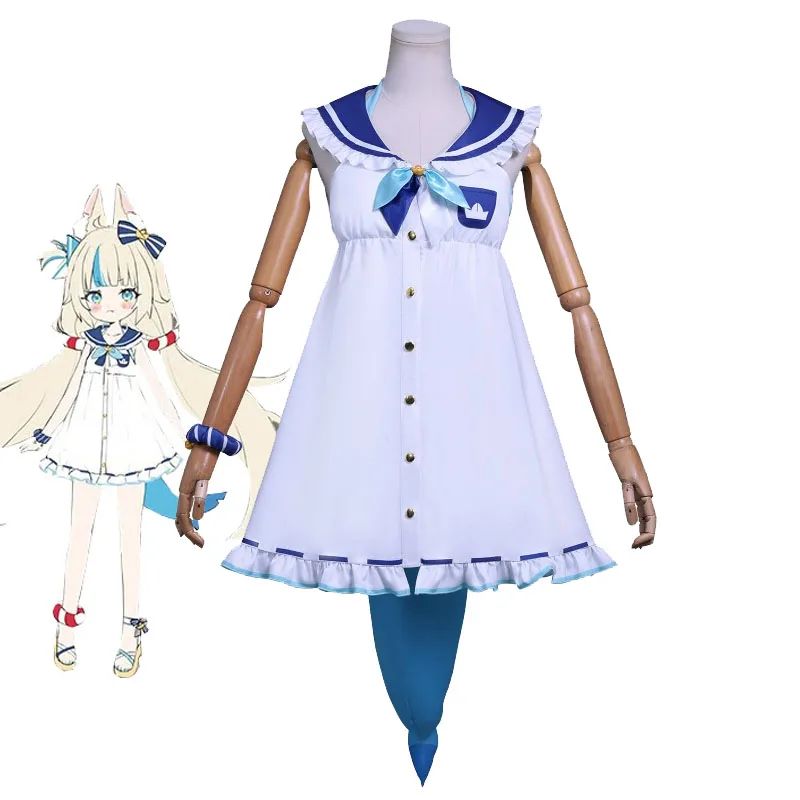 

Vtuber Sameko Saba Cosplay Costume Shark Tail Prop Virtual YouTuber Girls Sailor Uniform Women's Swimming Suit Gawr Gura