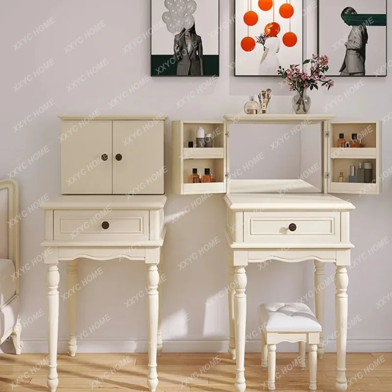 

LLresser all solid woodlight luxury cream style small apartment storage integrated makeup table
