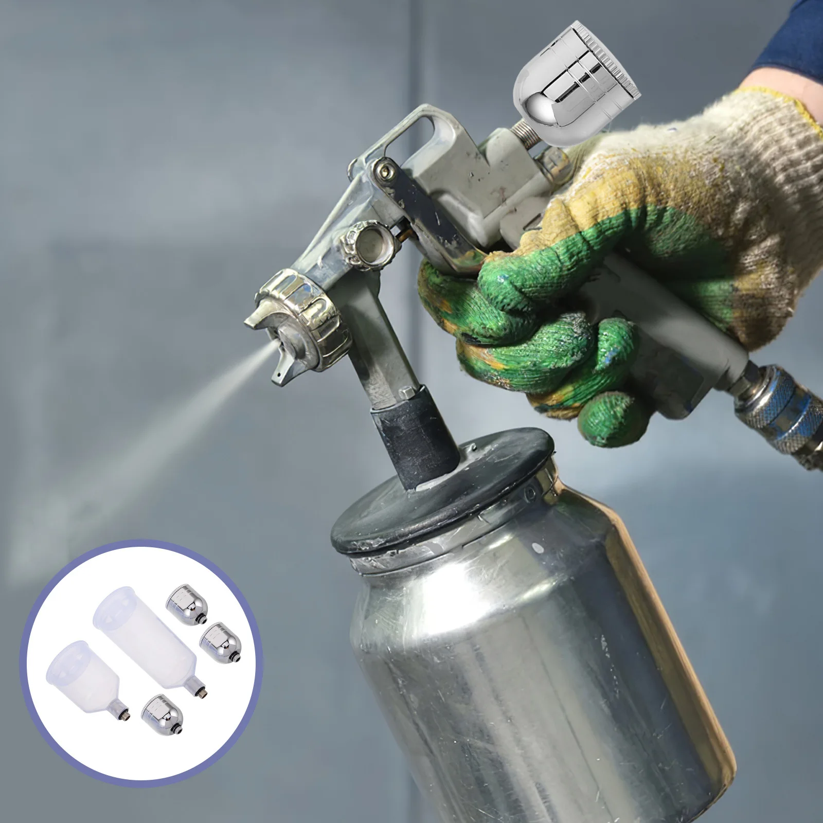 

1Set Airbrush Replacement Pot Clear Plastic Paint Bottle Detachable Gravity Feed Cup Oxygen Injection Airbrush Spray Pot