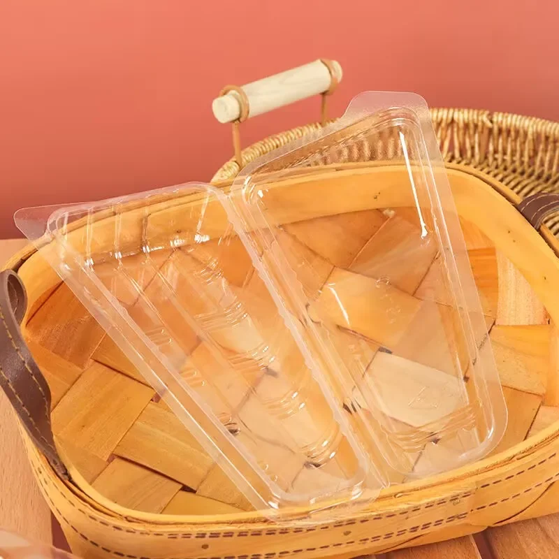 100pcs Sushi Hand-rolled Box Portable Transparent Plastic Cake Box Rice Ball Sushi Food Packaging Container