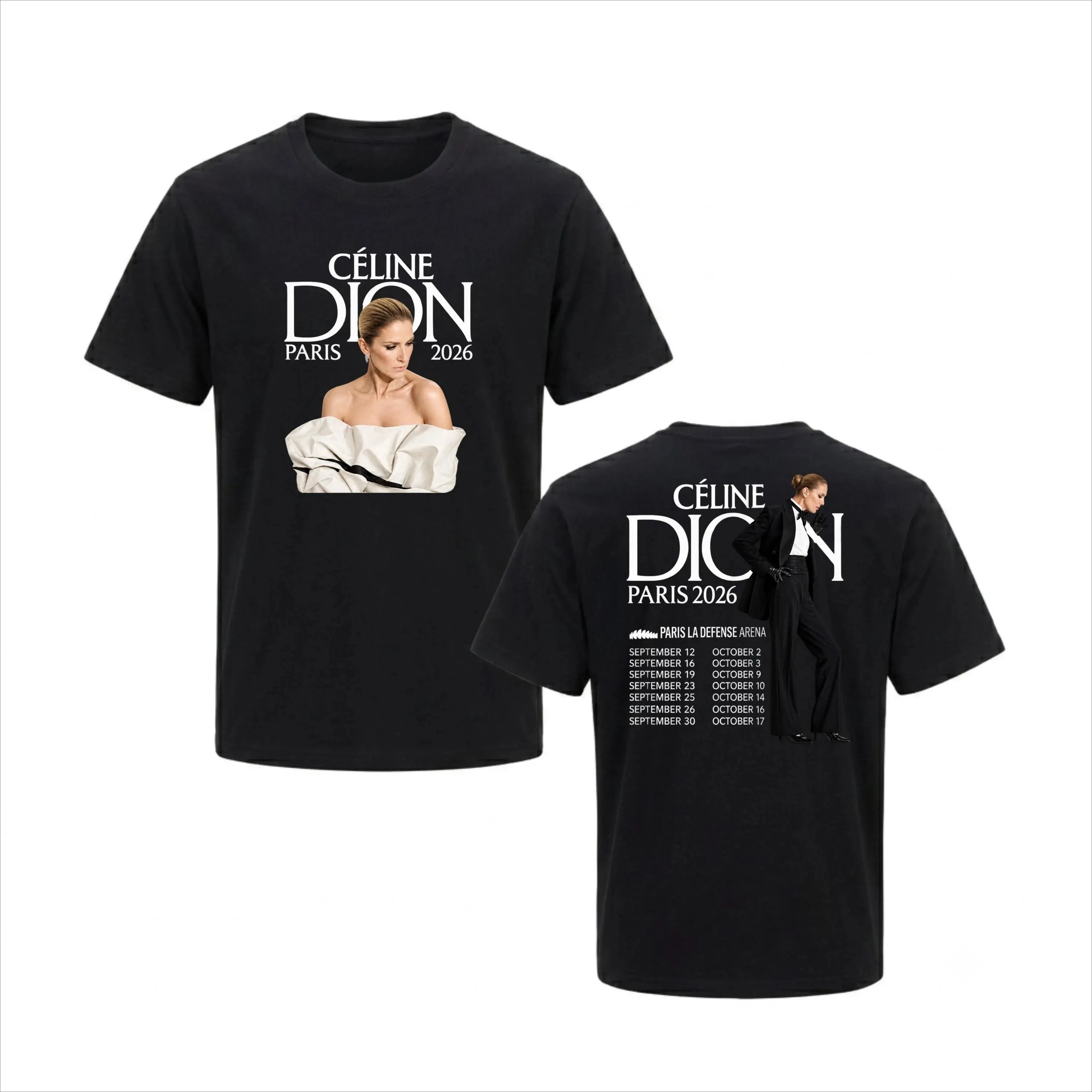 2026 New Celine Dion Family Matching Unisex Oversized T Shirt Paris 2026 Tour Portrait Sided Graphic Print Streetwear Casual Tee