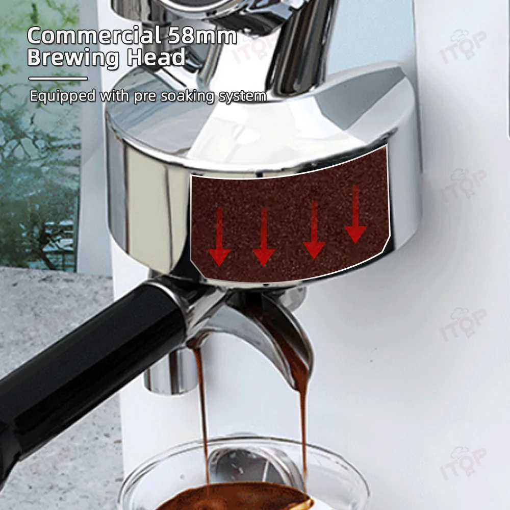 ITOP CM6005 Commercial Household Coffee Machine Double Pump Triple Heating PID Control 3100W Espresso Machine with Microcomputer