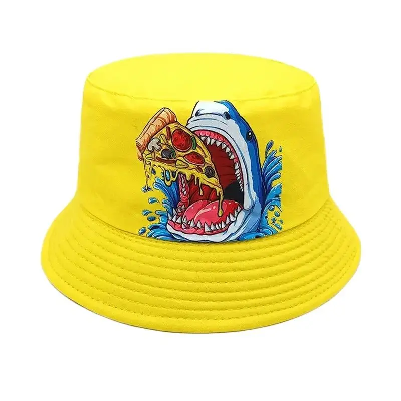 Four Seasons Polyester Cartoon Shark Bucket Hat Outdoor Travel Sun Cap For Child Boy and Girl 82