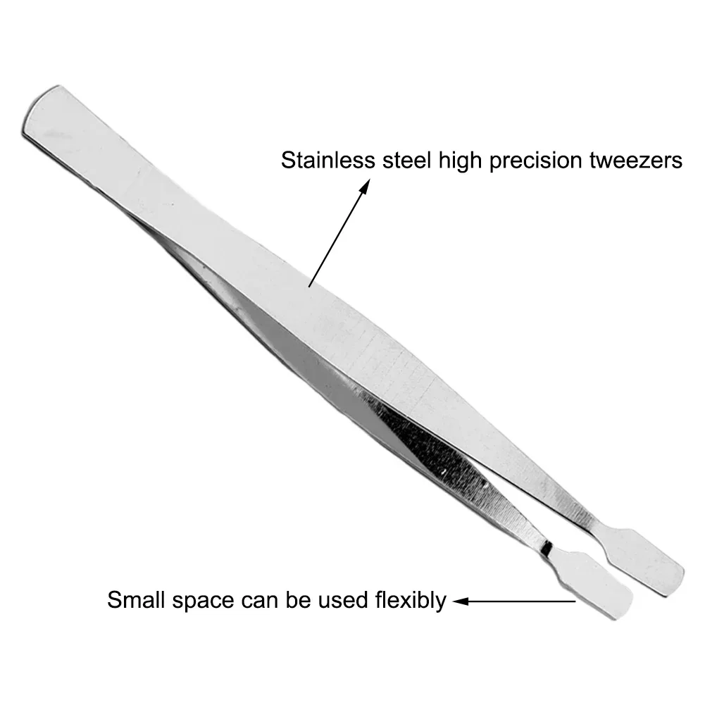 Pinzette ad alta durezza utensili manuali pinze combinate pinzette per riparazione cellulare Clip piegata dritta argento.