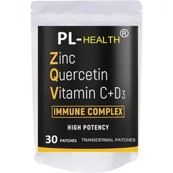 Zinc Quercetin Transdermal Patches with Vitamin C Vitamin D3 Immune Support - 30 Patches One Month Supply