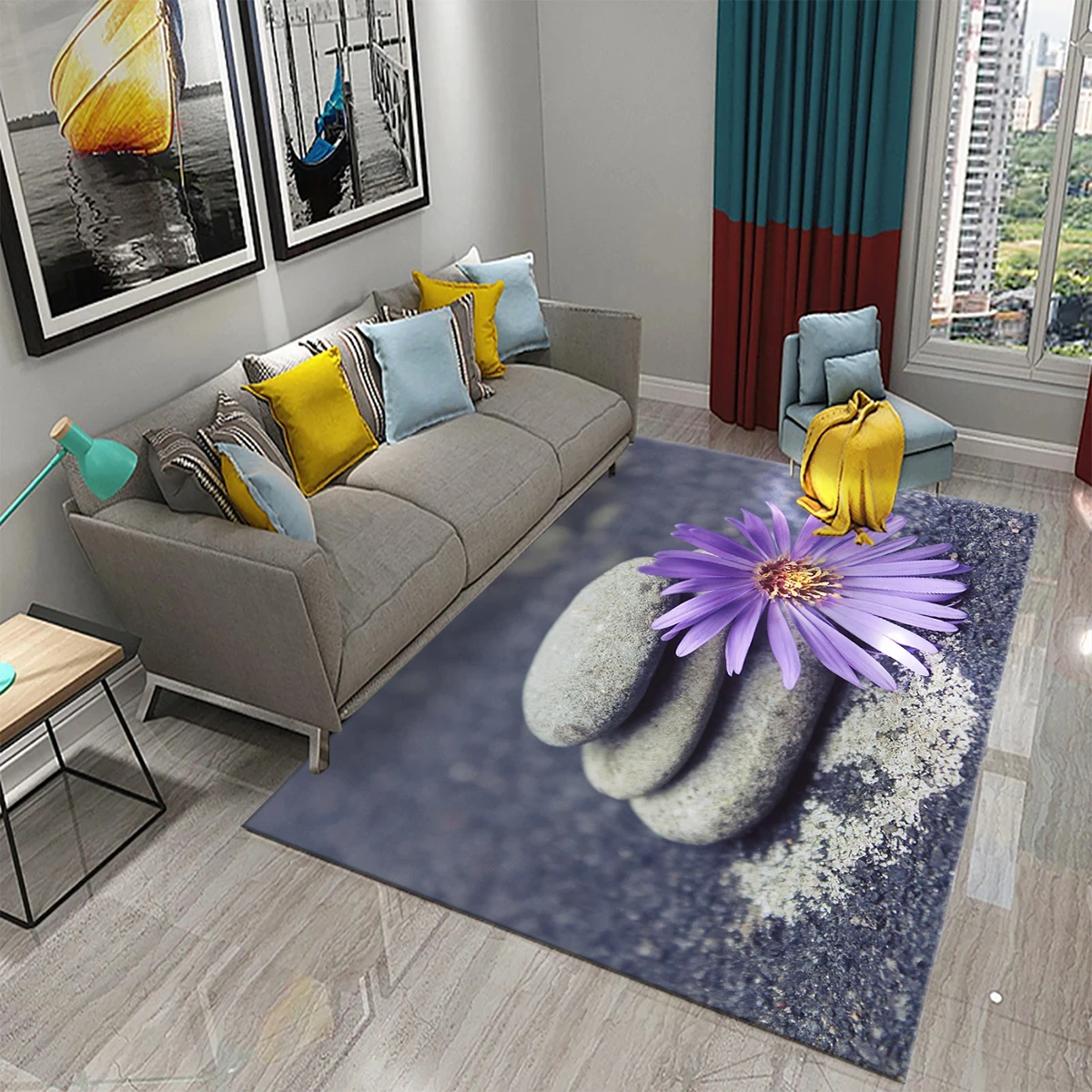 Zen Plant Flower Carpet Bamboo Stone Rugs Bathroom Toilet Entrance Non-slip Mat Rug Doormat Living Room Bedroom Decor Floor Rugs