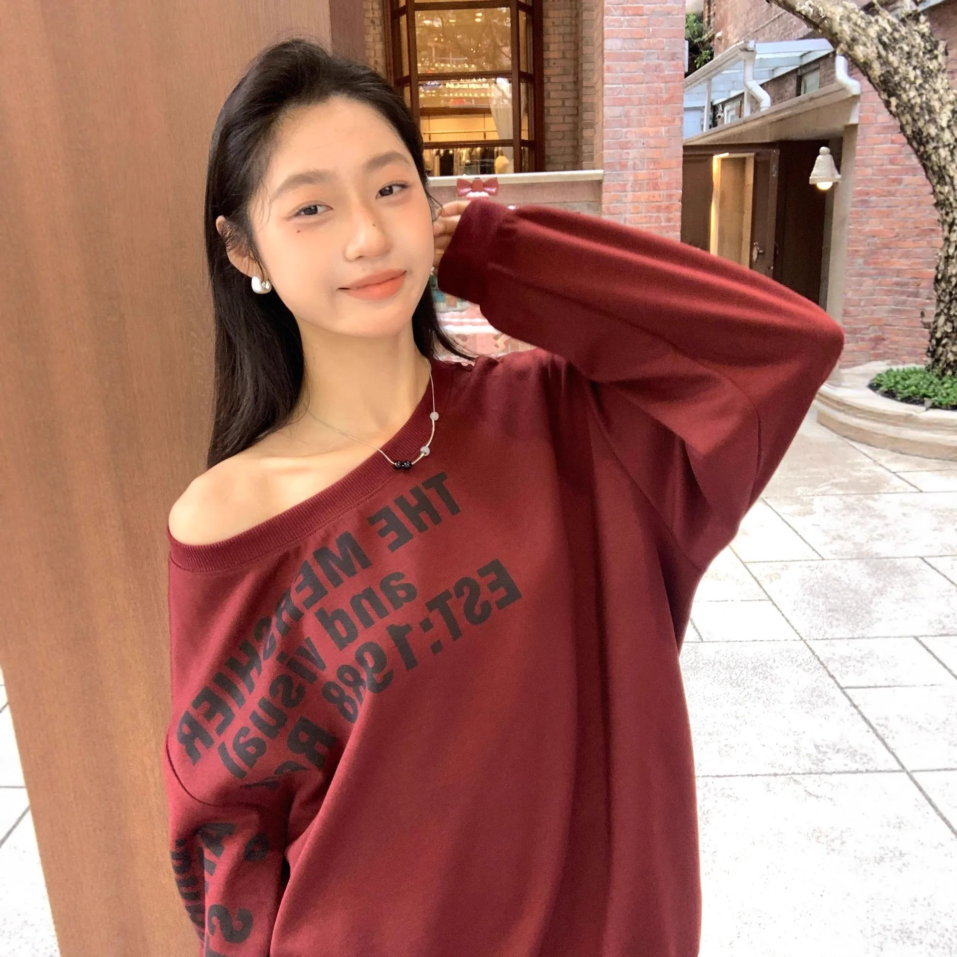 

Korean Style Long Sleeve Letter Print Casual Sweatshirt Women's Loose Autumn Winter Top Streetwear Fashion Student School Uni...