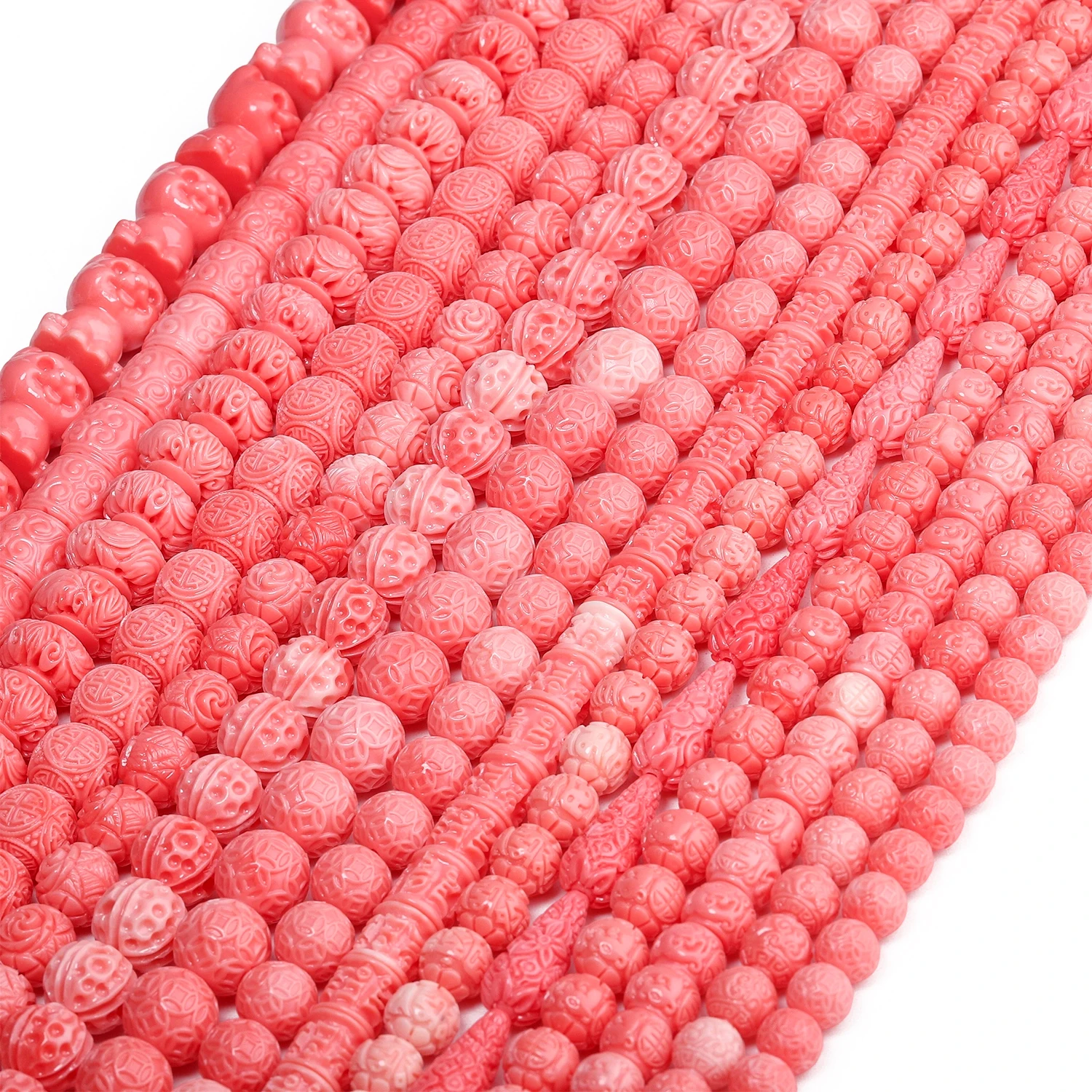 15 Types Pink Natural Freshwater Shell Beads Traditional Stripes Waterdrop Round Beads for Jewelry Making DIY Charms Bracelets