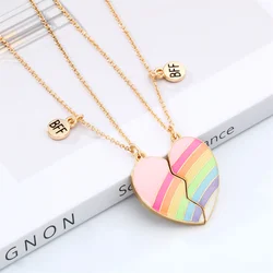 2 Pcs/Set Best Friends Pendant Necklace Broken Love Heart Women Chain Choke BFF Good Friendship Necklaces Jewelry Gifts