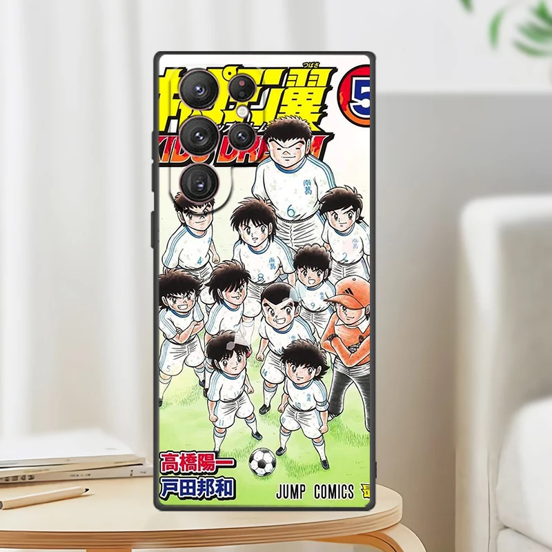 Anime Captain Tsubasa Phone Case For Samsung S24 S23 S22 S21 S20 FE S10 S10e Ultra Plus Lite Black Soft Cover