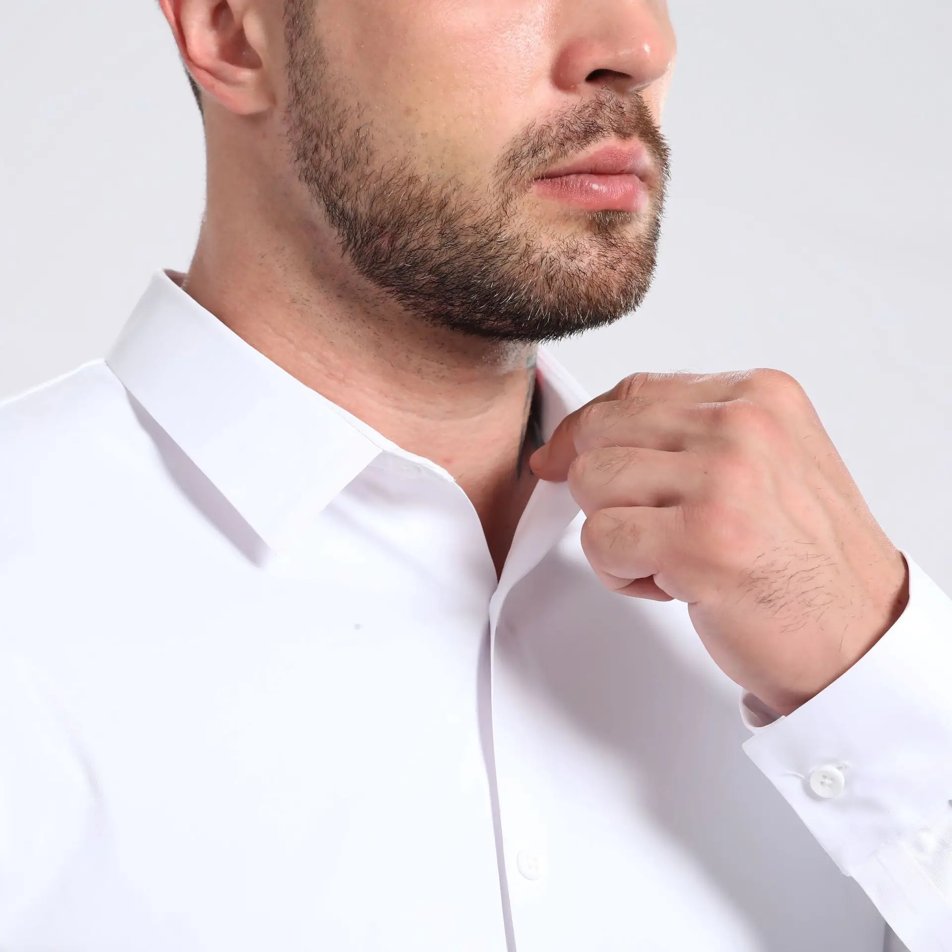 High Elasticity Short or Long Sleeve Collared Shirts for Men Iron-Free Stretch Fabric Business Formal Long Sleeve Dress Shirt
