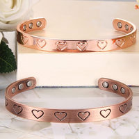 Copper Bracelets for Women 99.99% Pure Copper Jewelry Lovely Heart Design Strength Magnets Energy Bracelet Adjustable Cuff Jewel