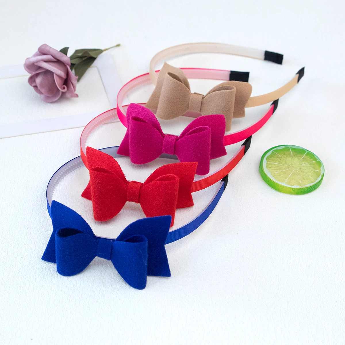 5pcs Girls Hair Bows with Hairbands Soft Hair Bows Headbands for Girls Kids Hair Accessories Teeth Plastic Headband Headwear