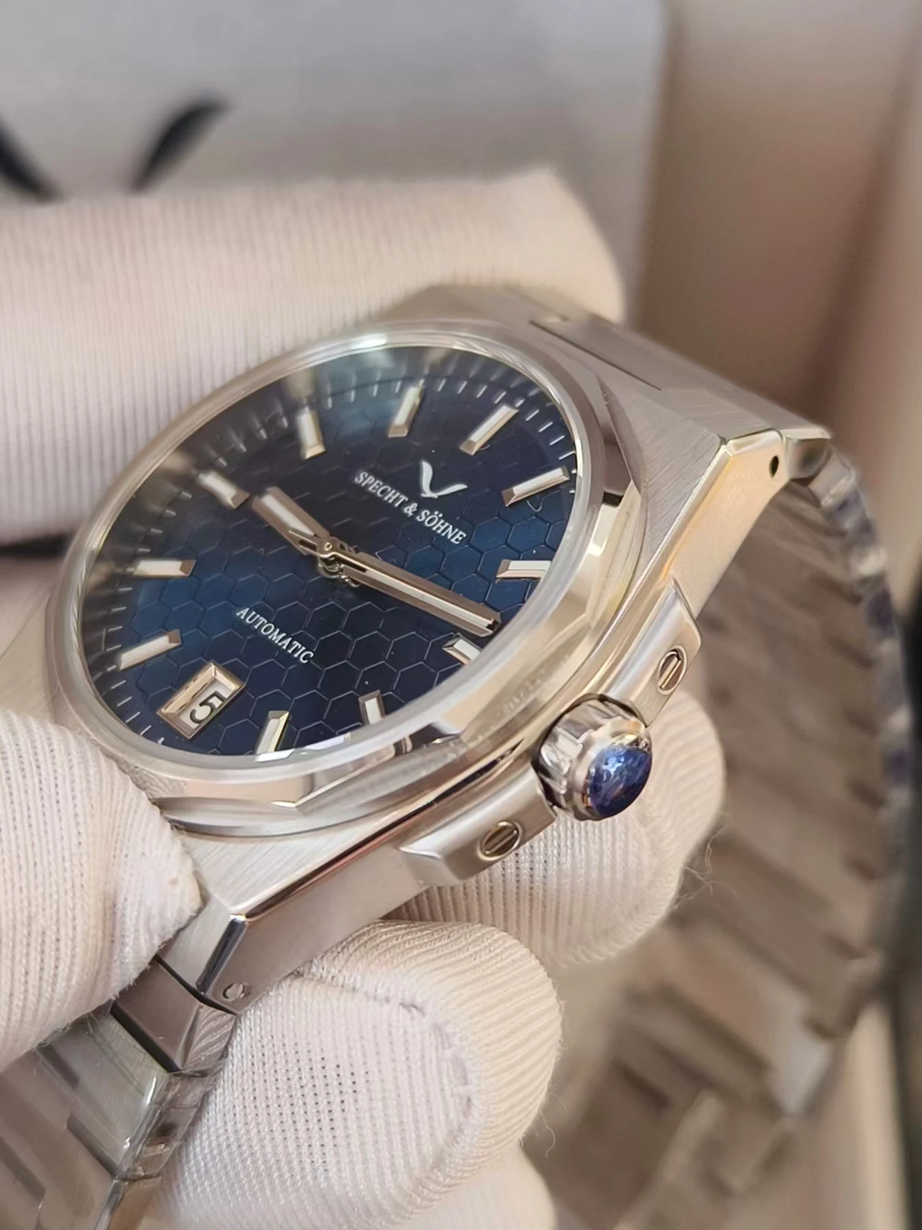 Specht & Söhne Luxury Business New Mens Watch NH35 Mechanical Wrist watch Honeycomb Dial Stainless Steel Watch Relogio Masculino