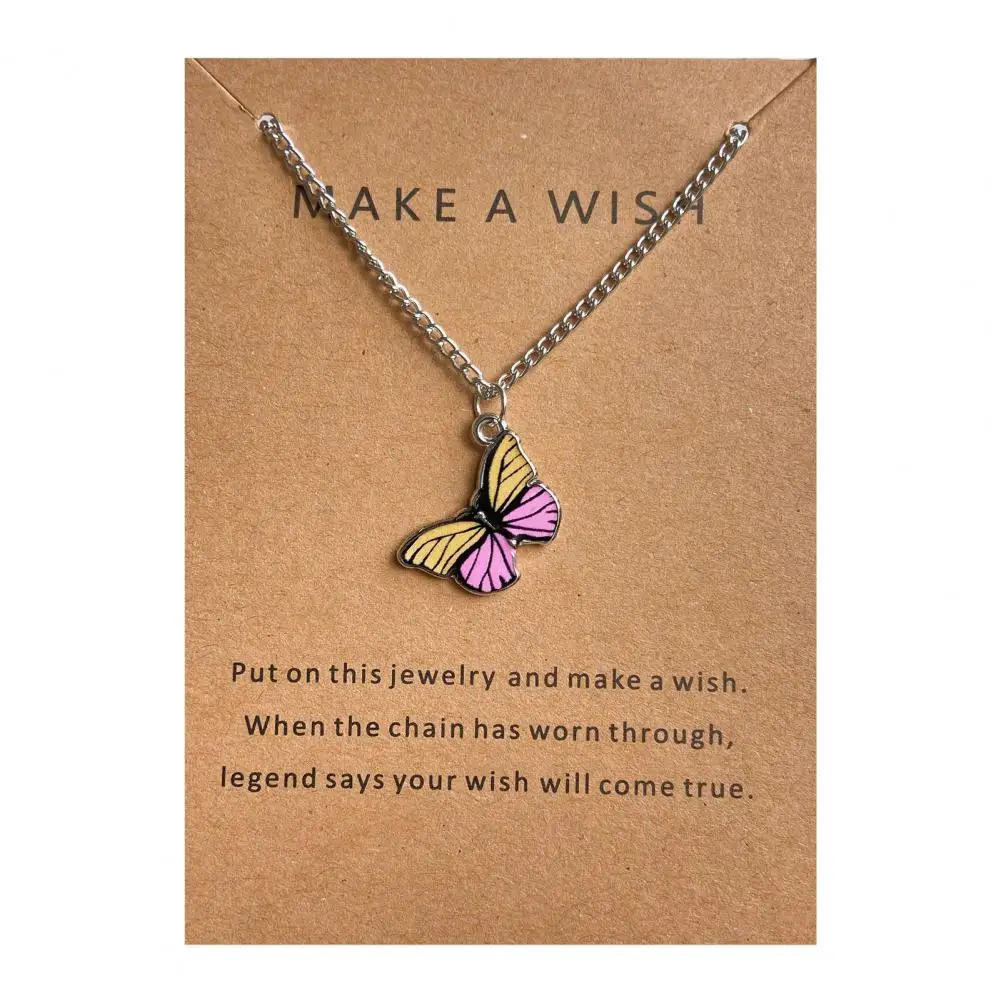 Women Necklace Vivid Exquisite Smooth Edge Polished Korea Style Butterflies Pendant Dating Neck Chain Female Accessory