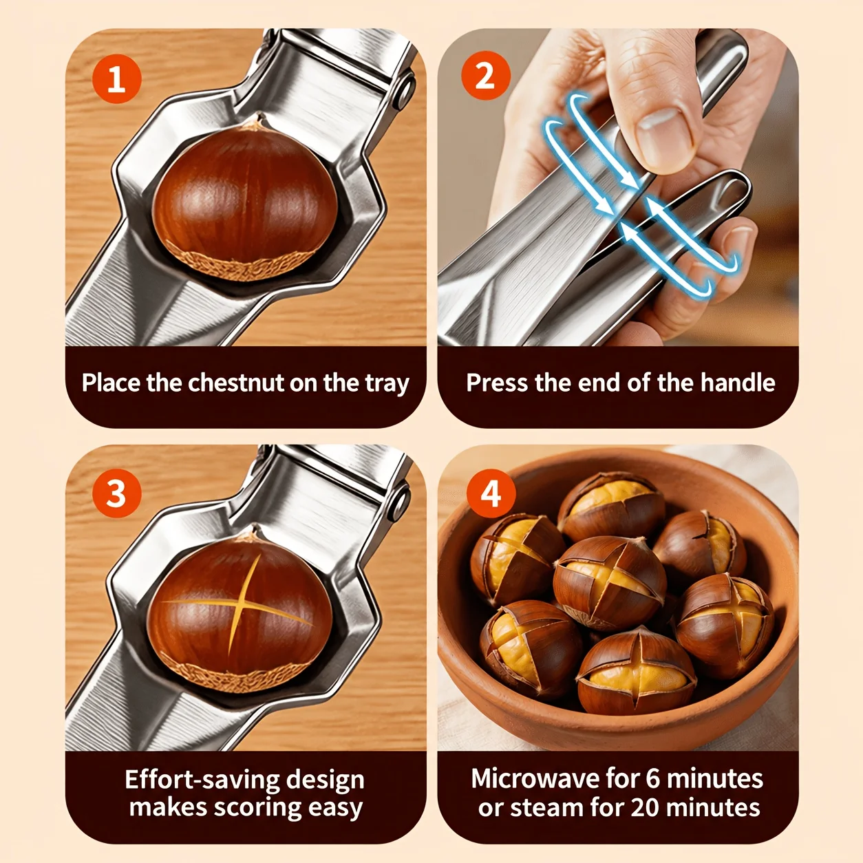 Chestnut Opener, Stainless Steel Chestnut Peeler, Cross Knife for Peeling And Shelling, for Home Use