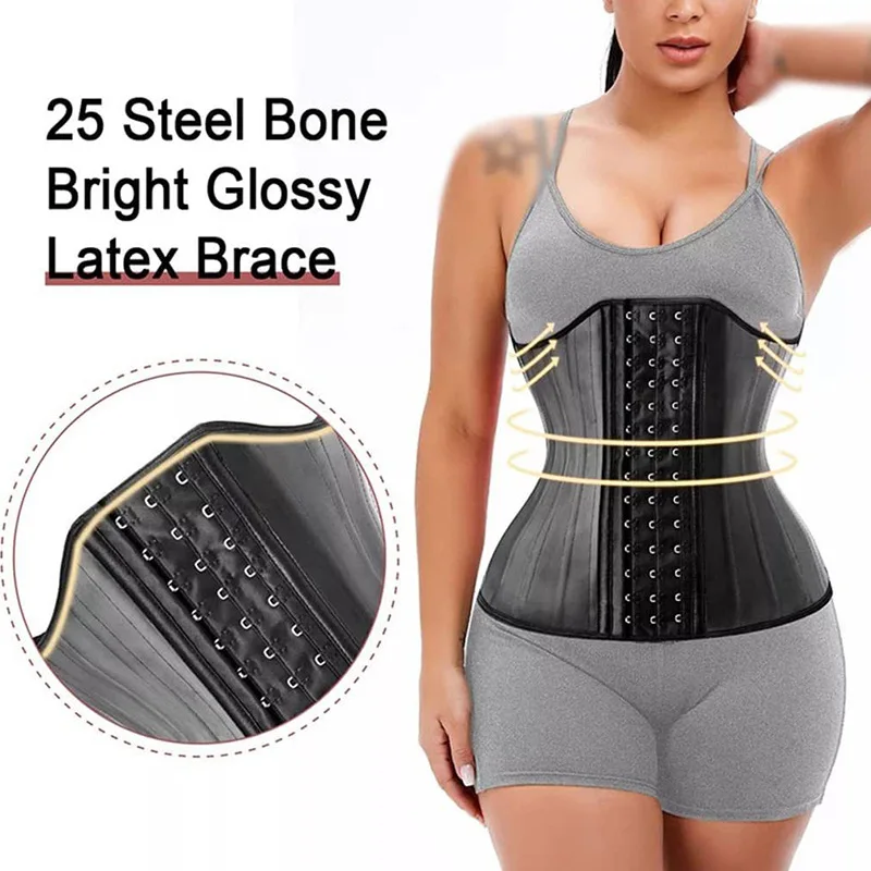 25 Steel Bones Latex Rubber Waist Trainer Cincher Corset Shapewear Slimming Belly Body Shaper Modeling Strap Reductive Girdle