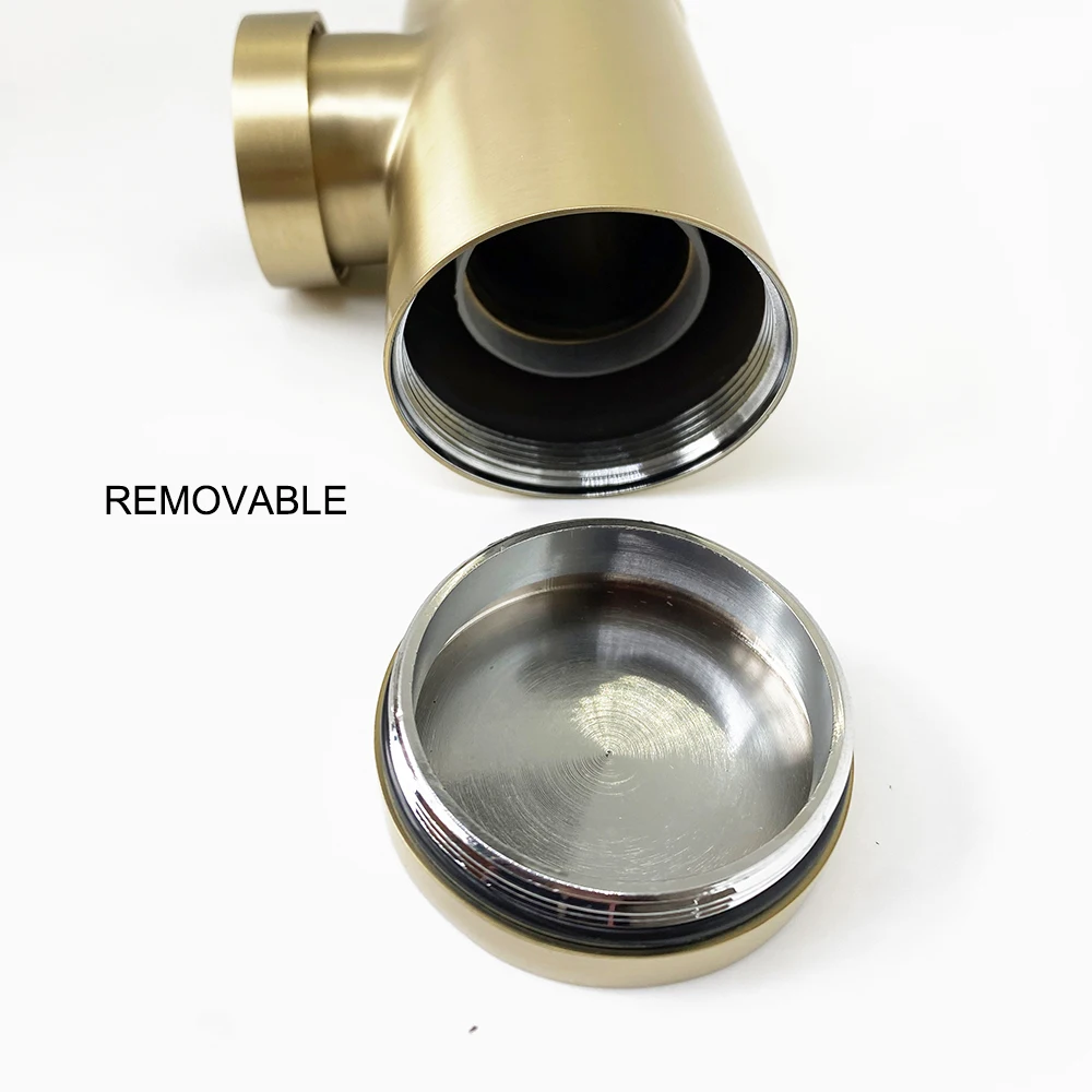 Matt Brushed Gold Bathroom Sink Bottle Trap Wash Basin Waste Siphon Pipe Kits Toilet Deodorization Insect Stopper Drain Fitting