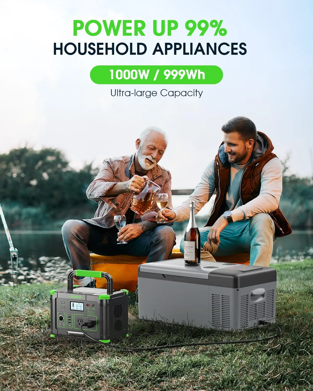 1000W 999Wh Portable Power Station & Solar Generator, Outdoor Emergency Backup Power Supply, Customized